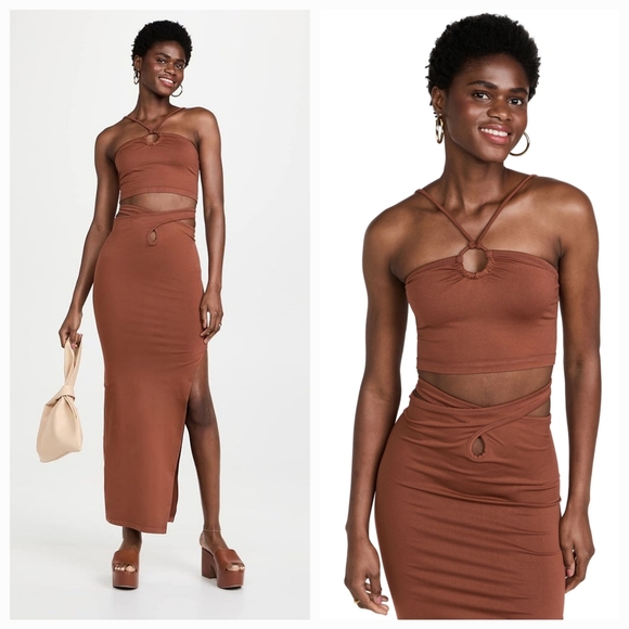 Simon Miller Nana Crop top and Yammin Midi Skirt in Coconut Shell M/L NWT - Picture 1 of 12
